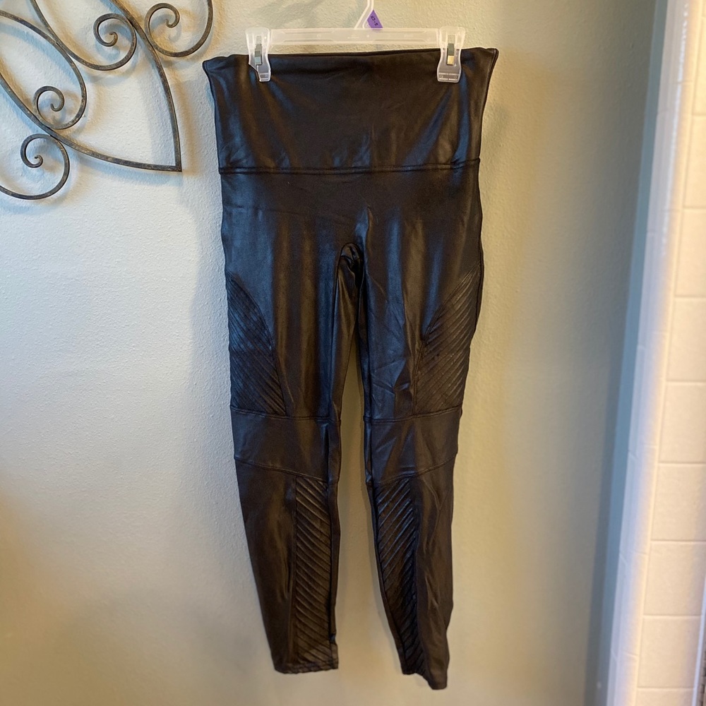 Spanx faux leather moto leggings